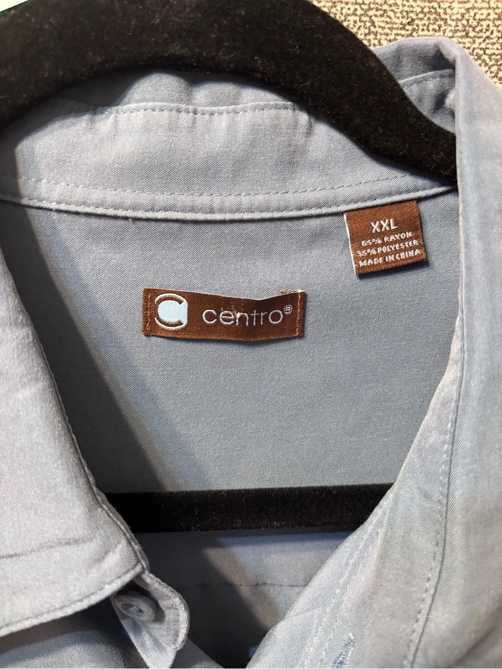 Centro Blue Short-Sleeve Button-Down Shirt Dark Brown Stripes EUC Retro Vibes
